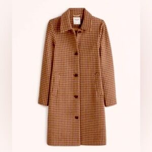 Abercrombie & Fitch Wool Blend Mod Coat Brown Plaid
